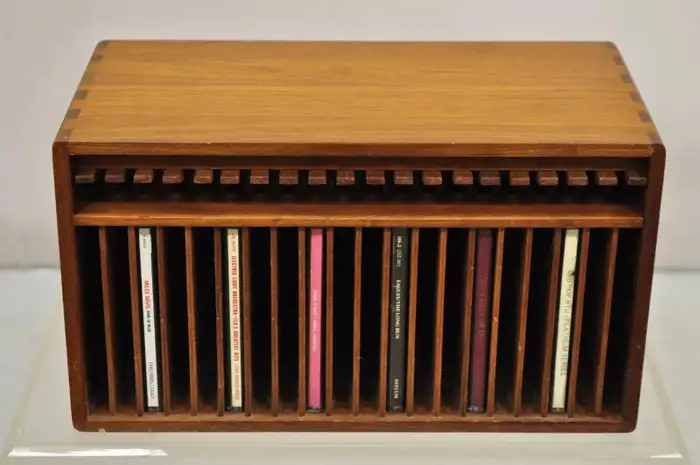 Retro Teak MCM CD Stand with CD Eject Button