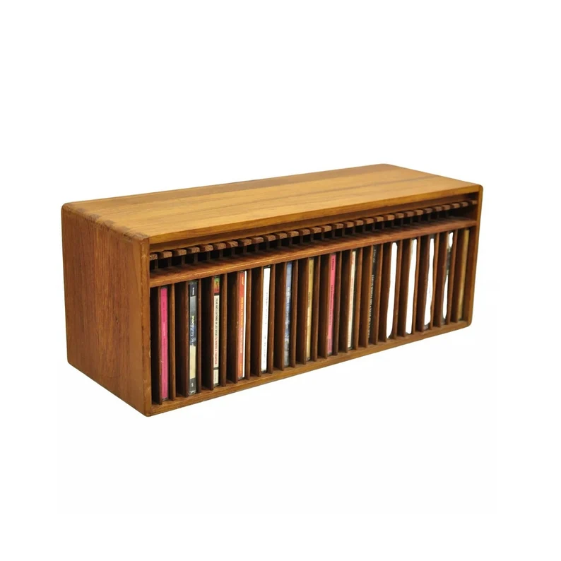 Retro Teak MCM CD Stand with CD Eject Button