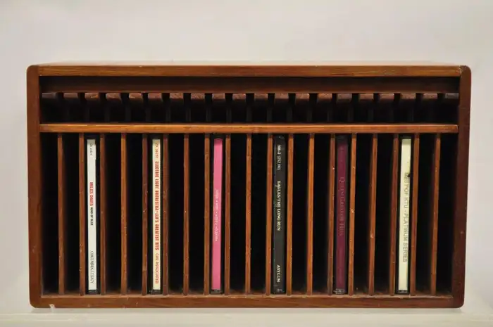 Retro Teak MCM CD Stand with CD Eject Button